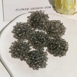 Grey crystal bead flower clusters, sparkling DIY accessories for clothing, shoes, and jewelry.