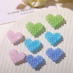 Korean ins dopamine woven 3D beaded heart DIY pendant hair accessory jewelry making supply.