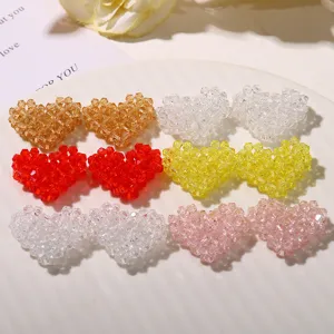 Korean ins dopamine woven 3D beaded heart DIY accessories for hair clips and jewelry making.