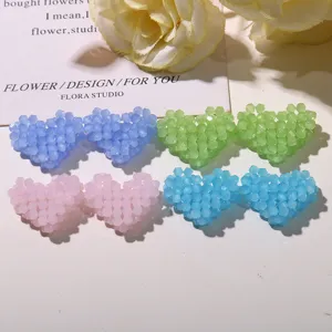 Korean Ins Style Woven Beaded Heart DIY Pendant Glass Seed Beads Charm For Hair Accessories Jewelry Making
