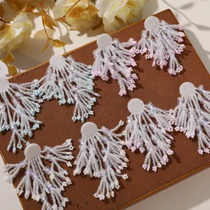 Handmade beaded tassel flower patches for DIY earrings clothing accessories brooch decoration