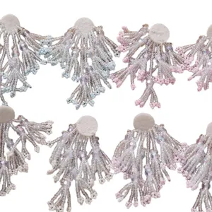 Sweet long beaded fringe flower patch for DIY earrings hair accessories and clothing sewing