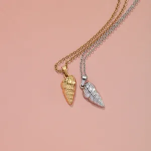 Stainless steel seashell pendant necklace dual color gold silver clavicle chain fashion