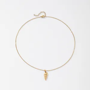 Gold stainless steel 3D seashell pendant necklace minimalist clavicle chain for women