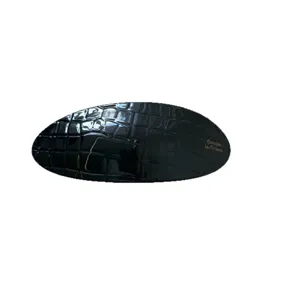 Barrette à cheveux noire motif croco élégante pince ovale accessoire mode femme