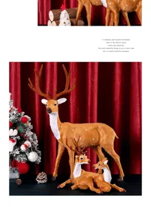 Vista dettagliata delle figurine di renne simulate in una decorazione natalizia festiva