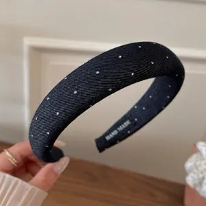 Black wide rhinestone headband sparkling crystal hair hoop elegant daily hair accessory for women