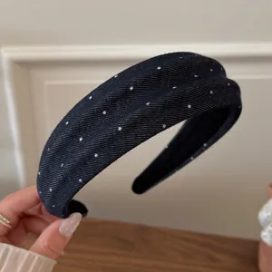 Denim wide headband with sparkly rhinestones chic hair hoop daily versatile hair accessory