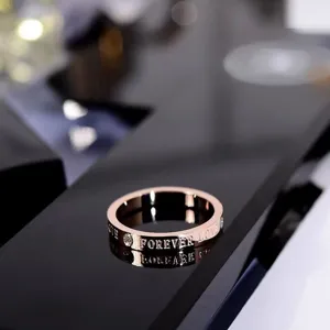 Ring Aus Titanstahl Mit Forever Love Gravur Und Strass Einfacher Minimalistischer Bandring Für Männer Frauen Paar Schmuck Geschenk