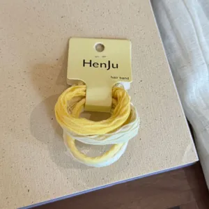 Detail shot of candy color hair ties set, high elasticity elastic hair bands for sweet daily wear.