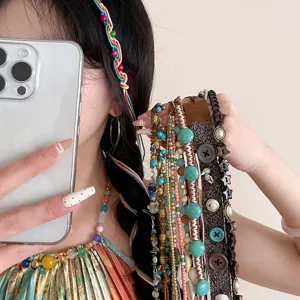Bohemian Ethnic Style Woven Rope Waist Chain For Women Vintage Handmade Beaded Body Jewelry Multi Purpose Long Tassel Shell Pendant Headband Belt Necklace Accessory