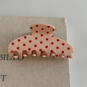Pink red polka dot hair claw clip cute aesthetic large hair accessories for women styling