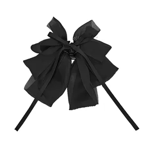 Black chiffon bow hair claw clip large elegant tail hair accessory for women styling