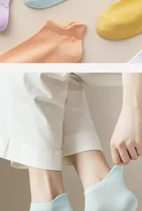 Women pure cotton low cut boat socks casual solid color breathable short socks summer