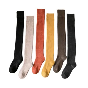 Women winter warm over-the-knee long socks, thick fleece knitted stocking, multi-color choice