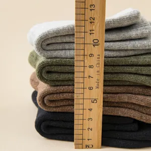 Mens Winter Thickened Terry Long Calf Socks Warm Cotton Thermal High Tube Socks Solid Color Casual Daily Wear