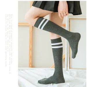 Calze al ginocchio donna stile JK calze lunghe a righe in cotone per scuola e tempo libero