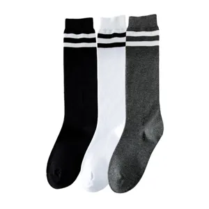 Calze al polpaccio stile JK giapponese da donna rigate in cotone tre paia moda nuove