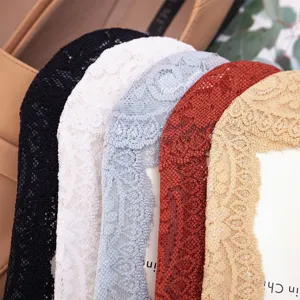 Calzini bassi di pizzo da donna con fondo in cotone, calze invisibili colorate estive.