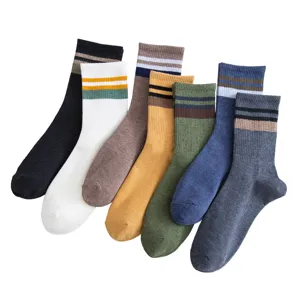 Calze a righe casual da uomo, calzini sportivi in cotone traspiranti per tutti i giorni
