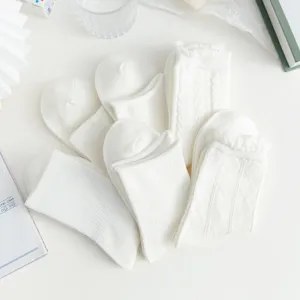 Set calzini bianchi donna tubo medio estate cotone sottile giapponesi jk corti carini