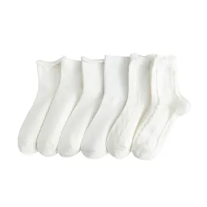 Calzini donna bianchi metà tubo estate cotone sottile giapponese JK carino pizzo