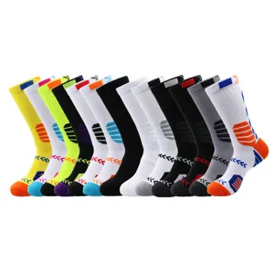 Men's elite basketball socks, cushioned towel bottom mid-calf athletic sports socks