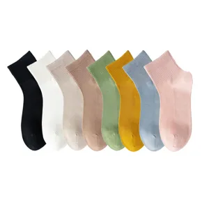 Women's Casual Pure Cotton Mesh Breathable Thin Mid-Calf Socks Solid Color Basic Daily Summer Socks Comfort Hosiery