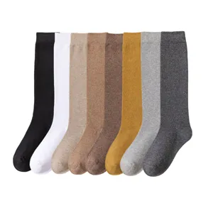 Set di calze al ginocchio tinta unita, calze lunghe classiche misto cotone per donna tutti i giorni.