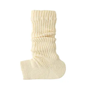 Ghette in Maglia da Donna Scaldascambi Tinta Unita Casual Calze Slouch a Coste Inverno Calde Calze Lunghe senza Piede