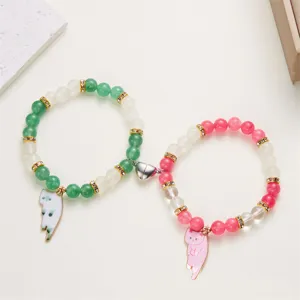 Set di bracciali di coppia magnetici con gatto carino, braccialetti di perle per innamorati.