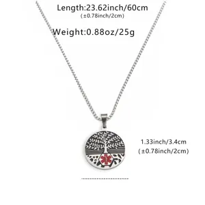 Roestvrijstalen levensboom medisch symbool ronde hanger ketting voor heren boxketting