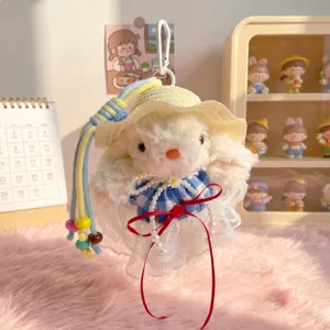 Süßes Plüschhase Puppen Schlüsselanhänger, flauschiger Hasen Tasche Anhänger mit süßem Kleid.