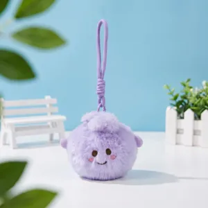 Cute purple plush baozi keychain fluffy bag charm stuffed toy cute pendant accessory