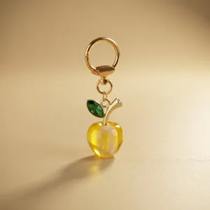 Acrylic electroplated apple bag charm keychain, stylish gold metal ring for women gift.
