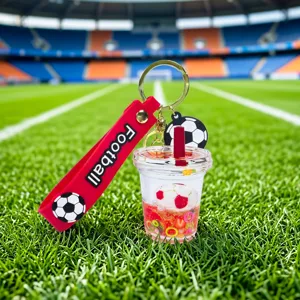 2026 World Cup football keychain acrylic liquid quicksand bottle pendant bag charm souvenir gift