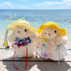 Süßes flauschiges Kaninchen Plüschtier Tasche Anhänger Schlüsselanhänger Stofftier Geschenk
