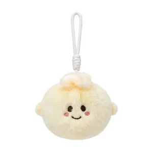 Cute plush steamed bun keychain, soft fluffy pendant bag charm for keys, lovely gift.