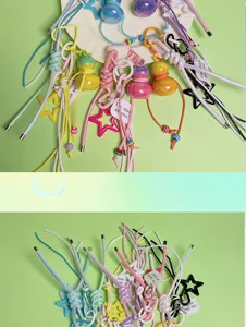 Original cute miu-style gourd keychain with woven strap and star pendant, perfect bag charm.