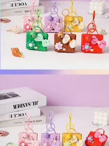 Mini woven leather bag keychain cute backpack charm designer style purse keyring gift