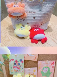 Cute plush crab lobster keychain pendant fluffy toy bag charm accessory for daily use detail
