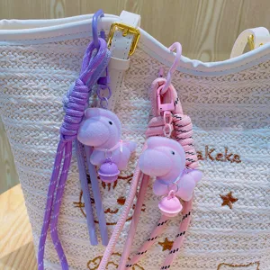 Cute Flocked Plush Horse Keychain With Colorful Braided Rope Bell For Year Of The Horse Bag Charm Keyring Gift Accessories