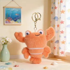 Leuke zeedier krab pluche sleutelhanger, zachte gevulde rugzak hanger voor dagelijks gebruik.