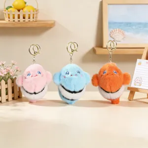 Cute Ocean Animal Plush Clownfish Keychain For Schoolbag Soft Stuffed Sea Creature Doll Pendant Charm For Kids Gifts
