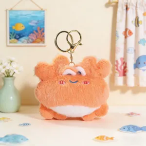 Leuke pluche krab sleutelhanger pluizig dier rugzak hanger schattige tasaccessoire