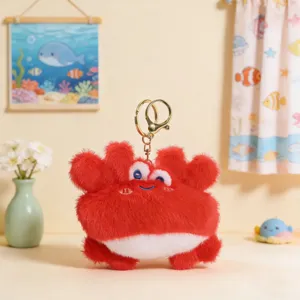 Schattige pluche krab sleutelhanger, zachte knuffel tas hanger en leuke accessoire.