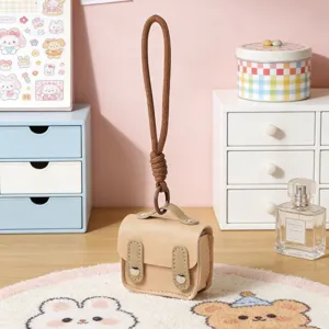 Mini borsa auricolari in pelle PU ciondolo portachiavi graziosa cartella chic