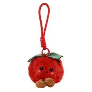 Niedlicher roter Apfel Plüsch Anhänger, weiche Plüschfrucht Puppe Schlüsselanhänger Tasche.