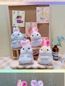 Cute plush bunny rabbit keychains fluffy backpack pendants soft toy doll gifts for friends