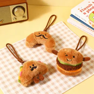 Original afternoon tea plush toy pendant cute hamburger sandwich creative keychain charm
